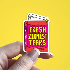 Adesivo per scatola di succo Fresh Z Tears | Impermeabile | Collezione Pace e Resistenza | Negozio di proprietà palestinese | Donare