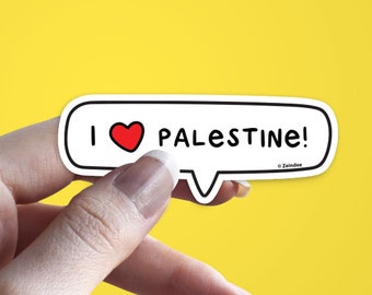 I love Palestine Bubble Speech Sticker | Vinyl Decal | Arabic