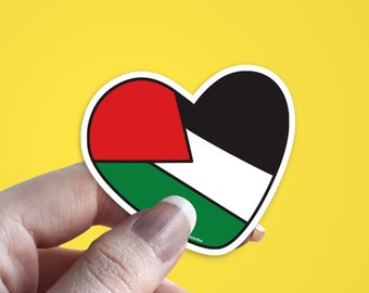 Palestine Flag Sticker, heart love | Vinyl Decals | Arabic