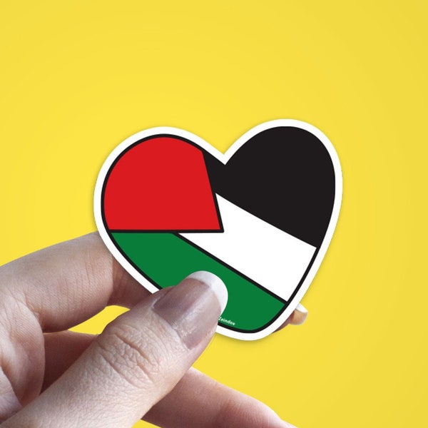 Palestine Flag Sticker, heart love | Vinyl Decals | Arabic