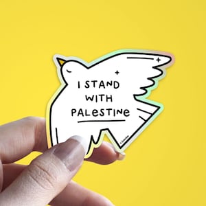 Io sto con l'adesivo della colomba della Palestina | Impermeabile | Collezione Pace e Resistenza | Negozio di proprietà palestinese | Donat