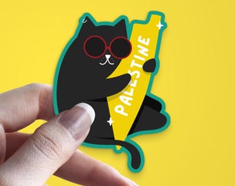 Meow Palestine Sticker | Kufiya Palestinian Cat Collection | Waterproof | Palestinian Owned Shop | Donat