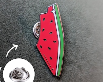 Pin: Pali Melon (Palestine Watermelon) | Hard Enamel | Falasteen Flag Peace | for bags, clothes, hats, lanyards