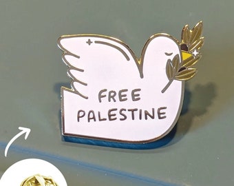 Free Palestine Pin - Dove olive branch | Hard Enamel | Peace & Resistance Collection | Palestinian Owned Shop | Donate and Support Palestine
