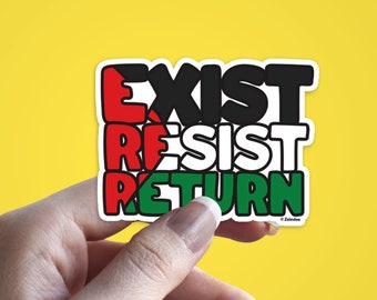 Exist Resist Return Palestine Flag Sticker | Vinyl Decals | Arabic