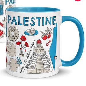 Palestine Mug 2 / 11 oz cup / Jerusalem Ramallah Jericho Nablus Yaffa Haifa Akko Hebron Nazareth Bethlehem Gaza فلسطين Palestina Arabic Arab