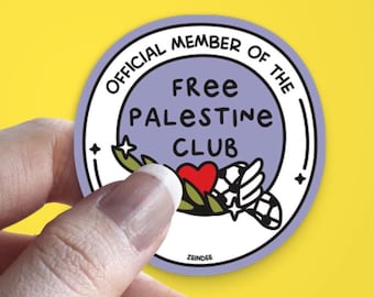 Official Member of the Free Palestine Club Sticker | Peace & Resistance Collection | Palestinian Owned Shop | donation