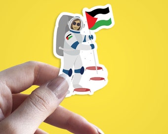 On the Moon Stickers | Palestinian Astronaut Sticker, Palestine | Middle East | Vinyl Decal | Inspirational stickers| Kid Arabic Stickers