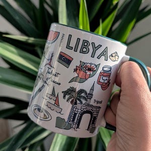 Libyen-mugg, Mellanöstern och Nordafrika landsmugg, arabiskt arv, Tripoli-karta, Eid Al Fitr Ramadan-present, Eid Mubarak-kort
