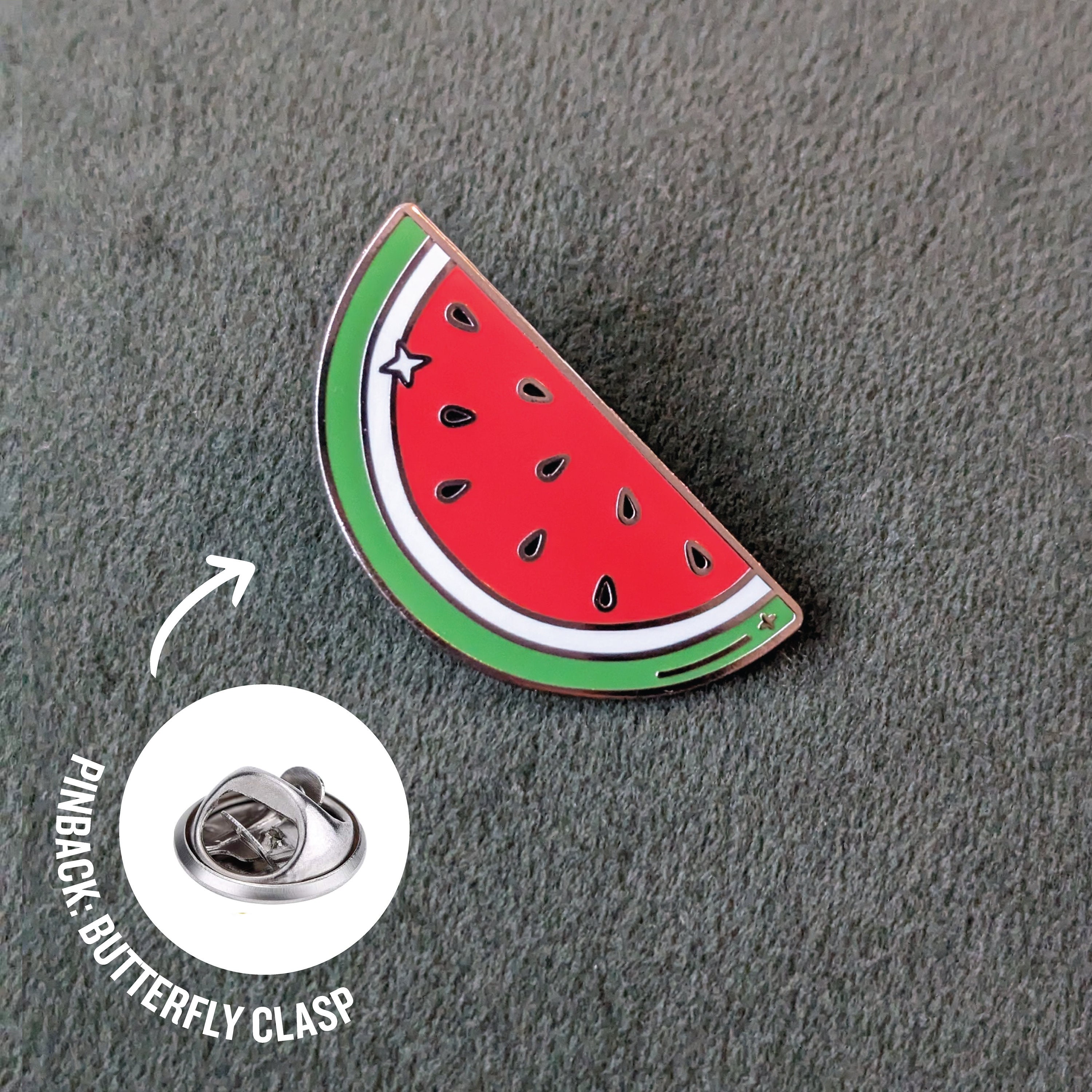 Palestine Watermelon Pin | Hard Enamel | Palestine Flag Falasteen | for bags, clothes, hats, lanyards