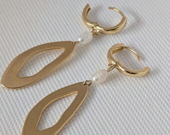 18K Gold Plated Earring with freshwater pearl | gift for mom woman earrings valentine girlfriend wife partner