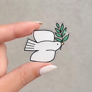 Dove Olive Branch Pin – Peace Symbol Acrylic Pin, Meaningful Middle Eastern Art | Eid Gift Christmas Stocking Stuffer