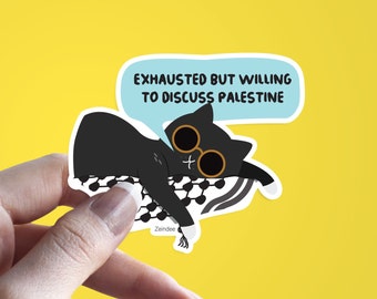 Discuss Palestine 2 Sticker | Palestinian Cat Sticker, Palestine | Middle East | Vinyl Decal | Inspirational stickers| Kid Arabic Stickers