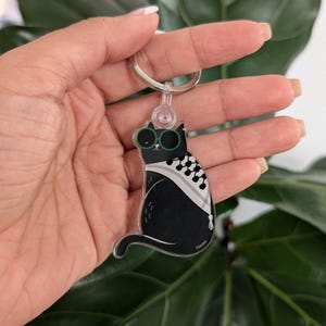 Keychain: Pali (Palestinian) Cat with kufiya | kuffiyeh kitty | Bag Keys Arab Fun Gift Eid
