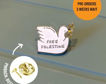 Free Palestine Pin - Dove olive branch | Peace & Resistance | Palestinian Owned Shop | Donate and Support | Christmas stocking stuffer