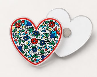 Palestine Heart Magnet | Palestine Hebron Ceramic Pattern | Palestinian Owned Shop | donation