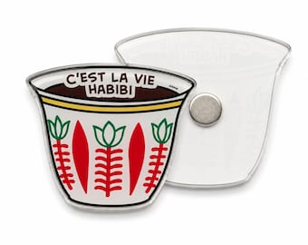 C'est La Vie Habibi Coffee Cup Acrylic Magnet | Arab Lebanon Collection | Palestinian Owned Shop | donation