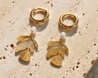 18K Gold Plated Earring with freshwater pearl | gift for mom woman earrings valentine girlfriend wife partner