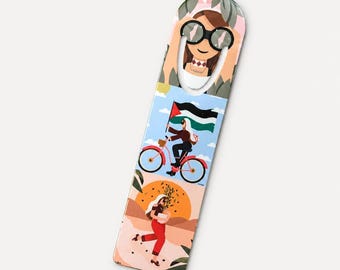 Palestinian woman bookmark | original illustrations | books notebooks| Palestinian Owned Shop | Donate and Support Palestine