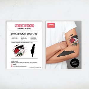Temporary Tattoo: In My Veins  / small temporary tattoo / Palestine map tattoo / Flag temporary tattoo / skin Tiger tattoo