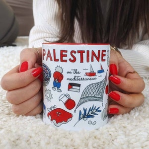 Palestine Mug 11 oz cup / Jerusalem Ramallah Jericho Nablus Yaffa Haifa Akko Hebron Nazareth Bethlehem Gaza فلسطين Palestine Arabic Arab