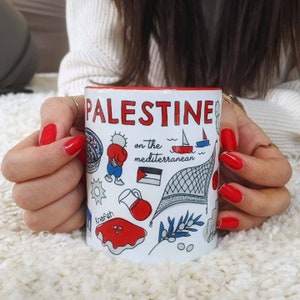 Palestine Mug 11 oz cup / Jerusalem Ramallah Jericho Nablus Yaffa Haifa Akko Hebron Nazareth Bethlehem Gaza فلسطين Palestina Arabic Arab