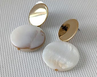 18K Gold Plated Earring and natural shell | gift for mom woman earrings valentine girlfriend wife partner