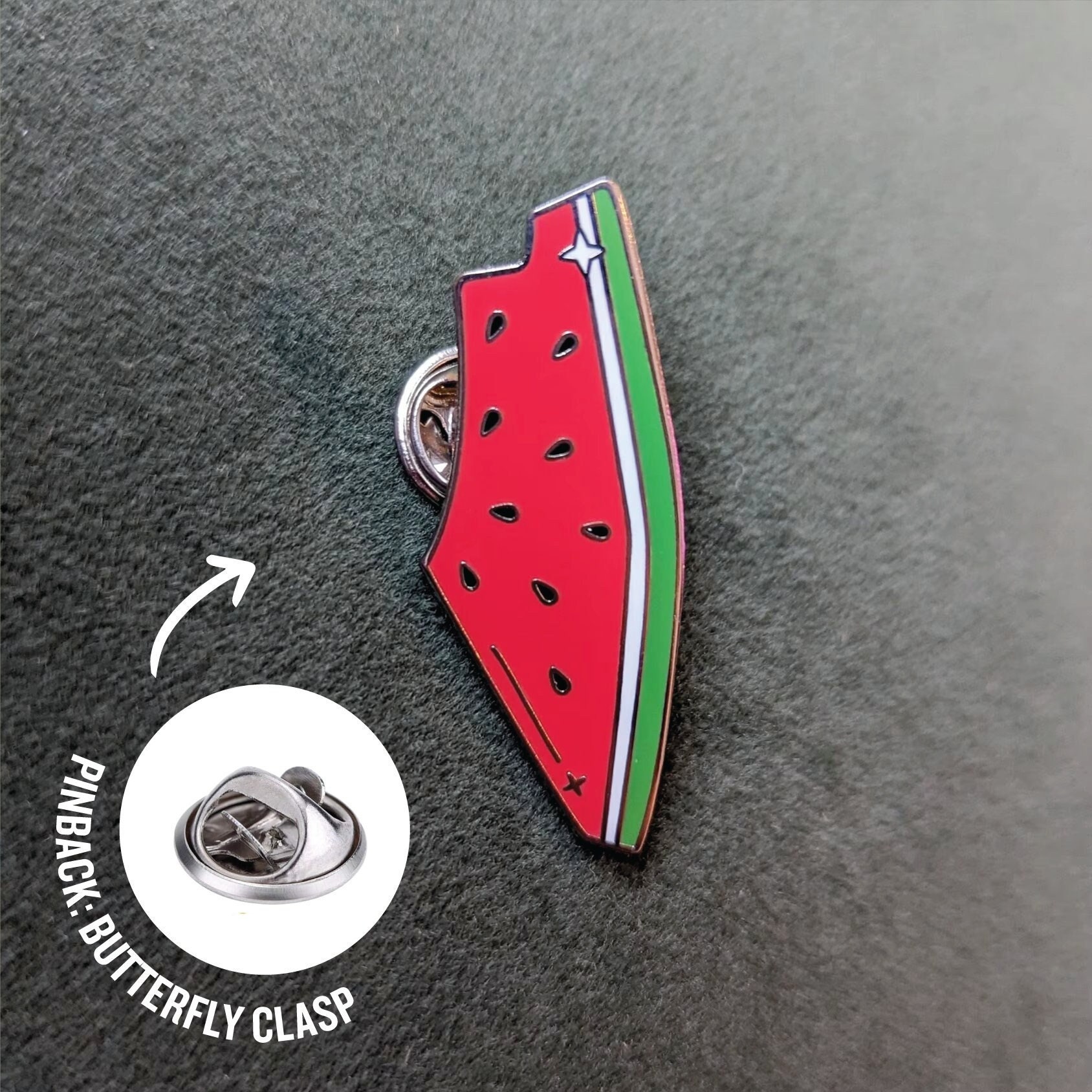Pin: Pali Melon (Palestine Watermelon) | Hard Enamel | Falasteen Flag Peace | for bags, clothes, hats, lanyards