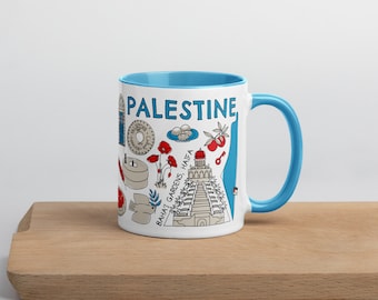 Palestine Mug 2 / 11 oz cup / Jerusalem Ramallah Jericho Nablus Yaffa Haifa Akko Hebron Nazareth Bethlehem Gaza فلسطين Palestina Arabic Arab