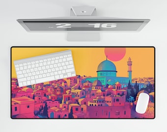 Jerusalem, Palestine Desk Mat | Cozy Home Office Decor | Workspace Accessory, Gift for Arabs, Al Aqsa Landscape Themed Pad