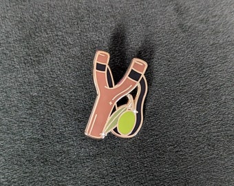 Olive Slingshot Enamel Pin | Falasteen watermelon Palestine Flag Peace Pin | for bags, clothes, hats, lanyards