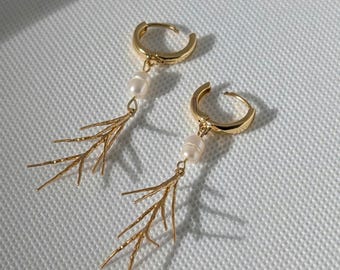 18K Gold Plated Earring with freshwater pearl | gift for mom woman earrings valentine girlfriend wife partner