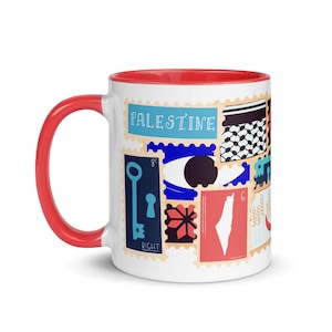 Palestinian Stamps Mug | Arab Arabic Palestine Kuffiyah Kuffiyeh Evil Eye Embroidery Tatreez