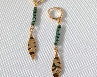 Dainty 18K Gold Plated Earring with Zarconia and Glass Beads | gift for mom woman earrings valentine girlfriend wife partner