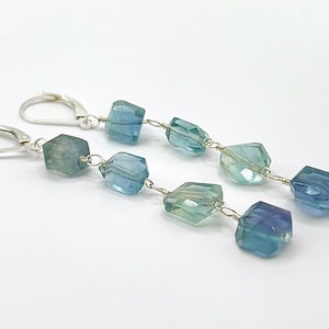 Fluorite Sterling Silver Dangle Earrings: Elegant Gemstone Leverbacks