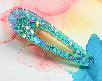 Cream and Teal Resin Bar Hair Clip Hair Clip Silicone Mold, Hair Barrette Resin Mold, Hairpin  main image 3
