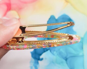 Cream and Teal Resin Bar Hair Clip Hair Clip Silicone Mold, Hair Barrette Resin Mold, Hairpin  main image 4