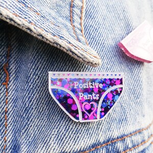 Handmade positive pants glitter resin badges, positive badge, brooch Purple/blue