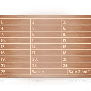 Safe Seed Kupfer 12-25 Word Recovery Passphrase Metall stempelteller Kaltaufbewahrung Bitcoin Bitcoin Monero Ledger Trezor KeepKey CryptoCurrency