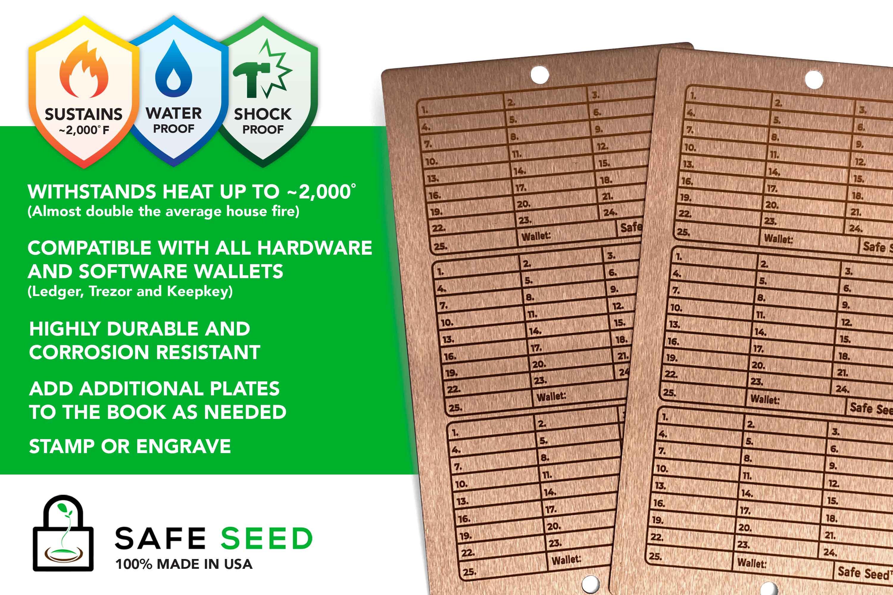 Safe Seed Crypto Recovery Passphrase Metal Book Copper Edition W/Stempel  Kit Secure 12-25 Word Seed Phrase Ledger Trezor Keep Key - Etsy Nederland