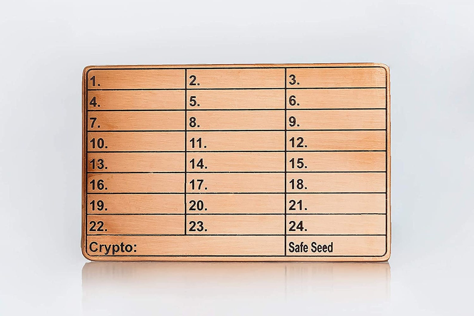 Metal Seed Phrase Plate Copper Cryptocurrency Storage Safe Seed Copper -  Metal Recovery Plate For 12-25 Word Seed Phrases & Cold Storage Crypto  Wallet