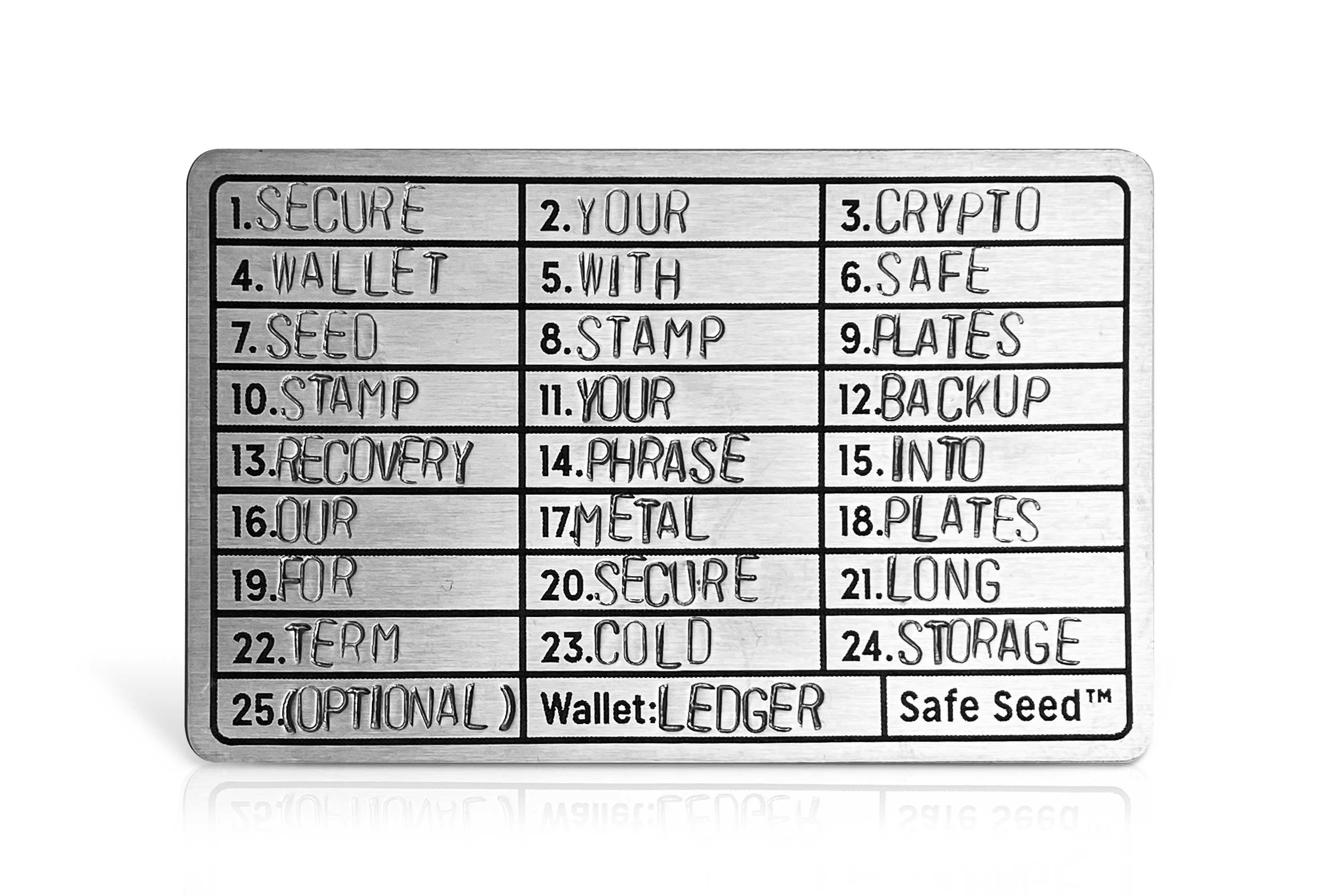 Safe Seed Roestvrij Staal 12-25 Word Recovery Passphrase Metal Stamp Plate  Cold Storage Ethereum Bitcoin Ledger Trezor KeepKey Crypto - Etsy Nederland