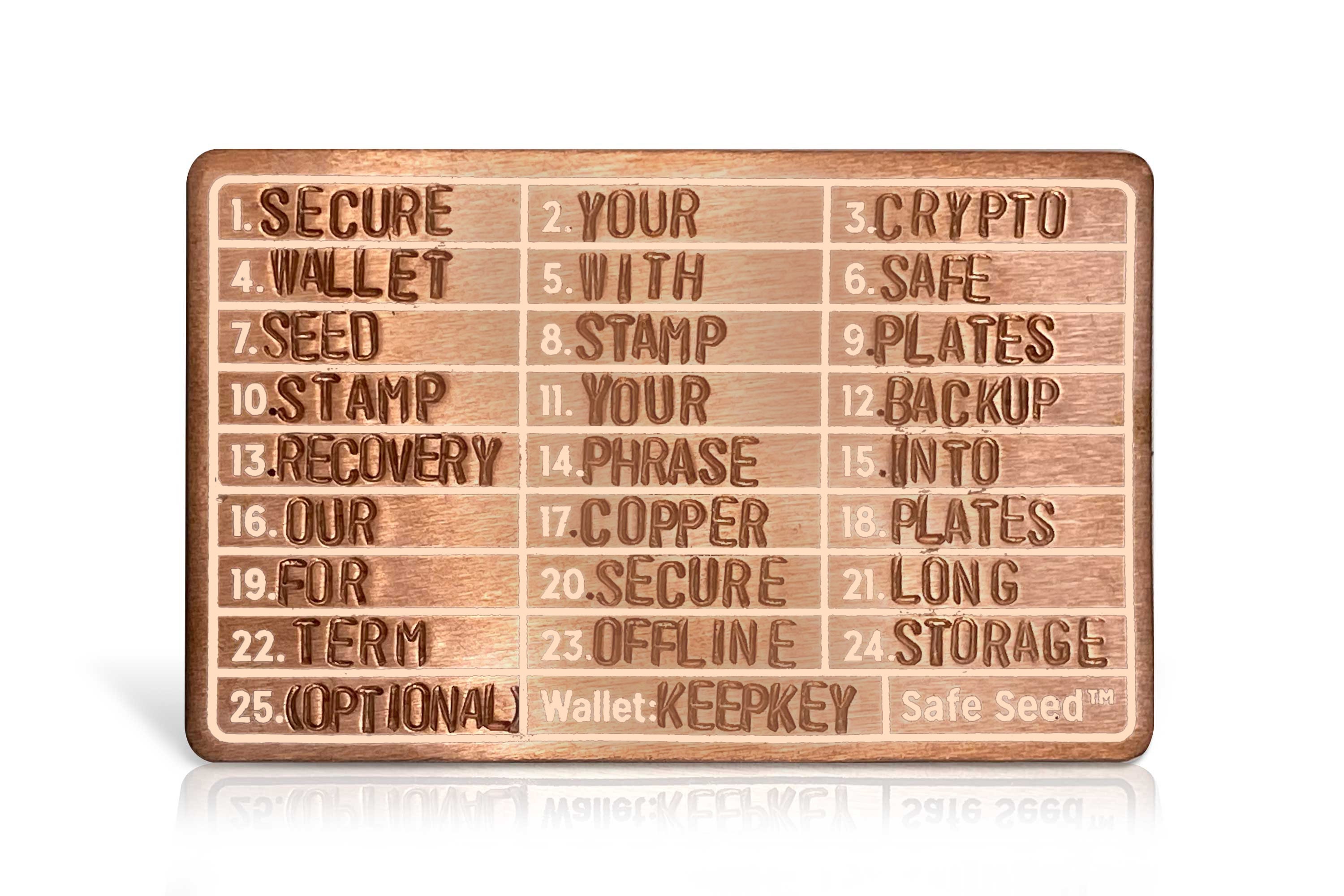 3 PACK Safe Seed Copper 12-25 Word Recovery Passphrase Metal Stamp Plate  Cold Storage Ethereum Bitcoin Ledger Trezor Keepkey Cryptocurrency - Etsy