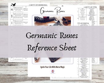 Elder Futhark Runes Printable Cheat Sheet For Witch and Pagan Grimoire