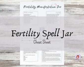 Fertility Manifestation Spell Jar Recipe Printable Cheat Sheet