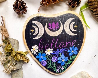 Beltane Altar Handbemalte Verzierung Mond Zyklen Lotus | Beltane Ritual Dekorationen | Wicca Geschenkideen