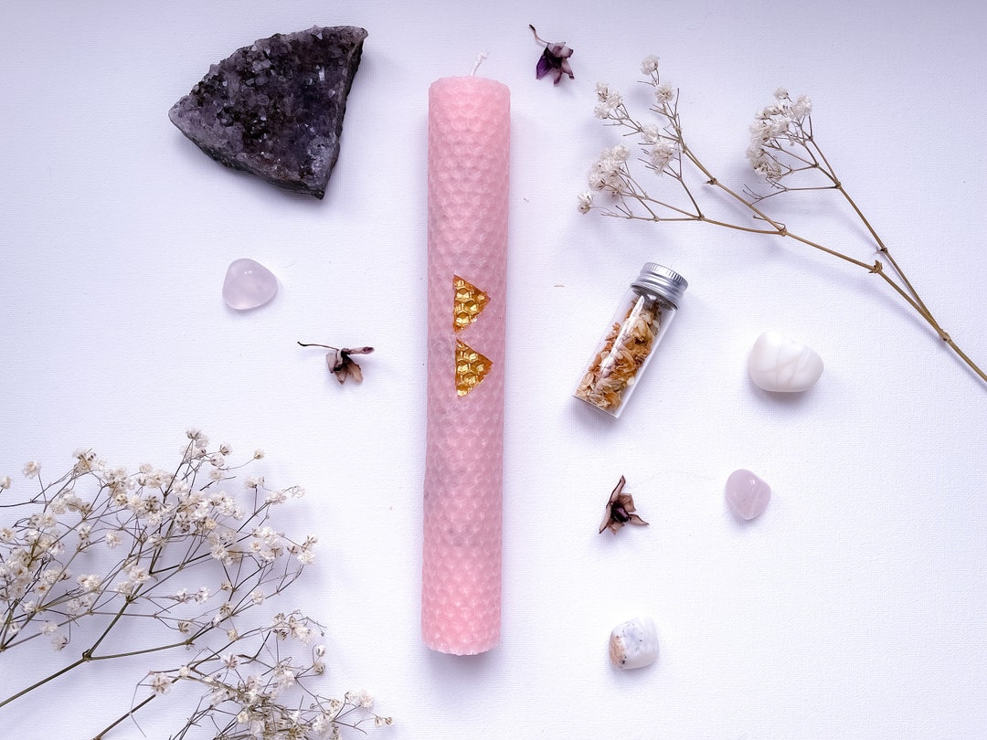 Herbal Fertility Candle With Carved Berkana Rune Blessed Be the Mother