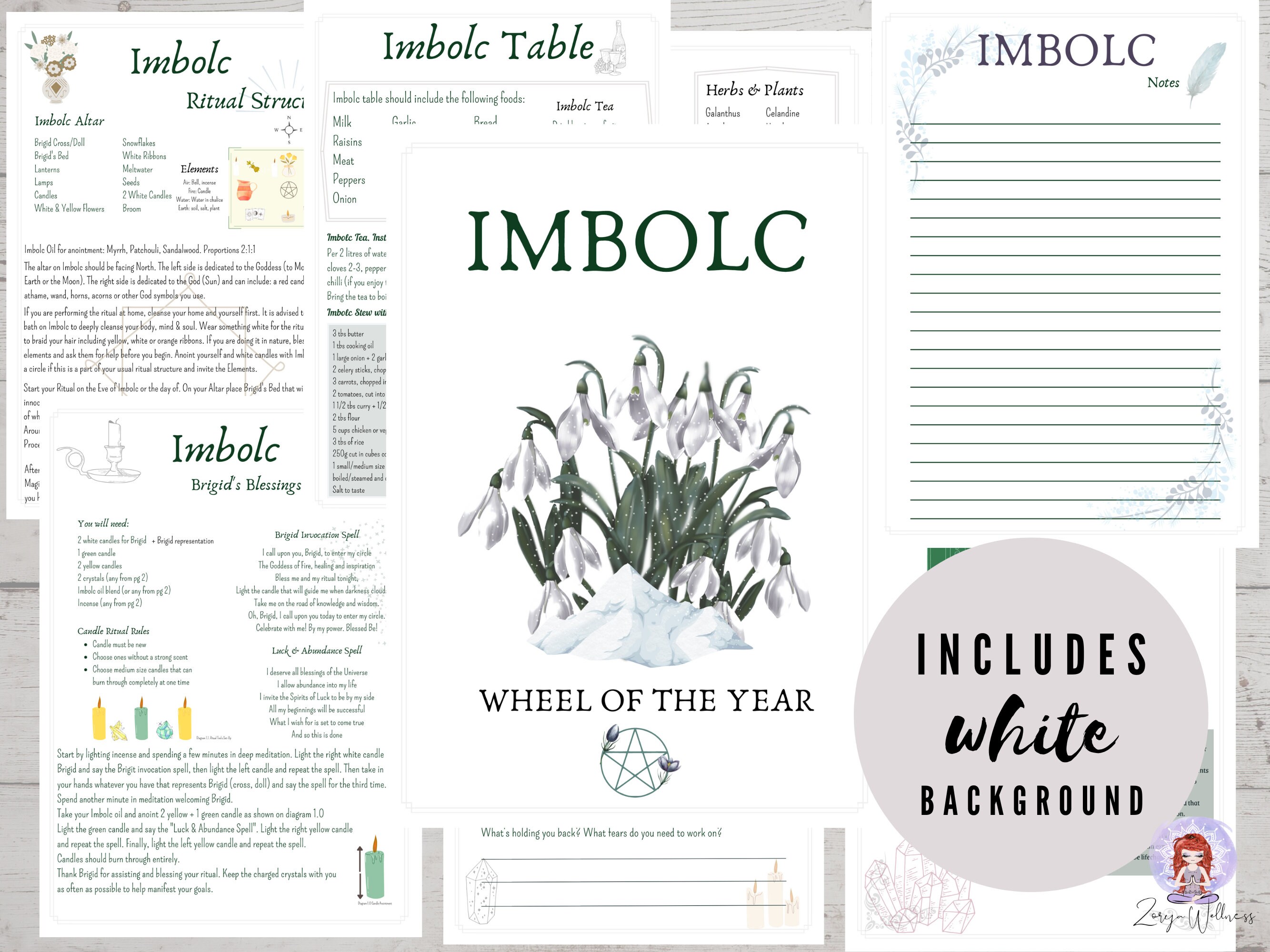 Imbolc Printable Guide Antique Style Wheel of the Year Grimoire Pages Book of Shadows Imbolc