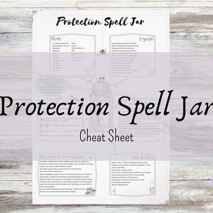 Protection Spell Jar Printable Cheat Sheet | Grimoire Pages