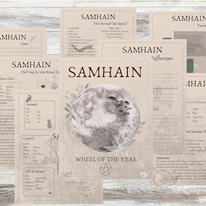 Samhain Guide imprimable Style antique : Roue de l'année Grimoire Pages | Livre des Ombres | Correspondances et rituels de Samhain | Guide de la sorcière